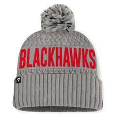 Chicago Blackhawks Fanatics Women's Heritage Tilly Cuffed Knit Hat with Pom - Gray - NHL 201193564