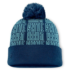 Seattle Kraken Fanatics Fundamental Empty Net Cuffed Knit Hat with Pom - Deep Sea Blue - NHL 201193632