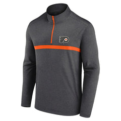 Philadelphia Flyers Logo Athletic Head-to-Head Raglan Quarter-Zip Top - Heather Charcoal - NHL 201194804