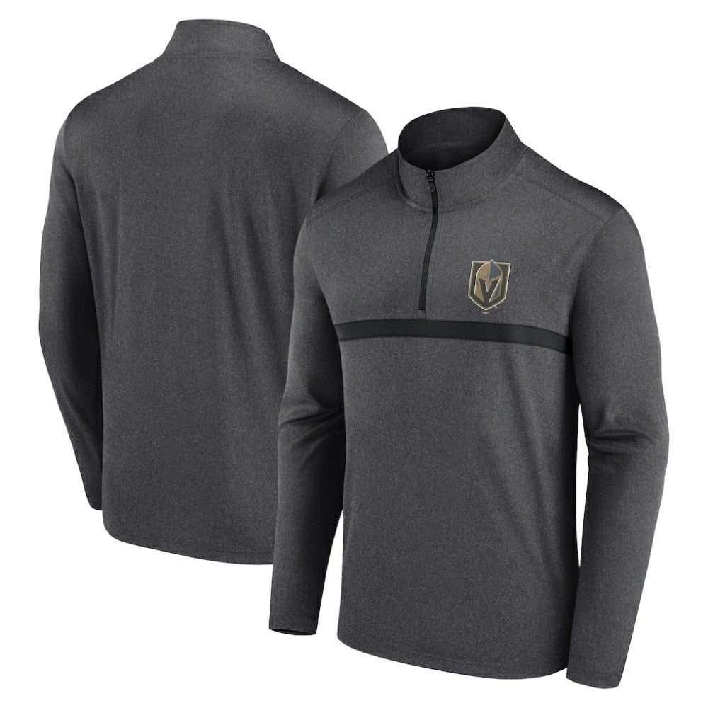 Vegas Golden Knights Logo Athletic Head-to-Head Raglan Quarter-Zip Top - Heather Charcoal - NHL 201194820