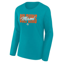 Miami Dolphins Logo Athletic Women's Grip Long Sleeve T-Shirt Aqua