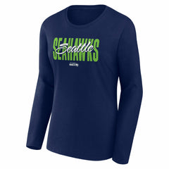 Seattle Seahawks Logo Athletic Women's Grip Long Sleeve T-Shirt College Navy