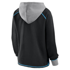 Carolina Panthers Logo Athletic Women's Boom Fleece Pullover V-Neck Hoodie Black