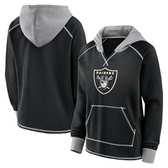 Las Vegas Raiders Logo Athletic Women's Boom Fleece Pullover V-Neck Hoodie Black