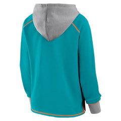 Miami Dolphins Logo Athletic Women's Boom Fleece Pullover V-Neck Hoodie Aqua