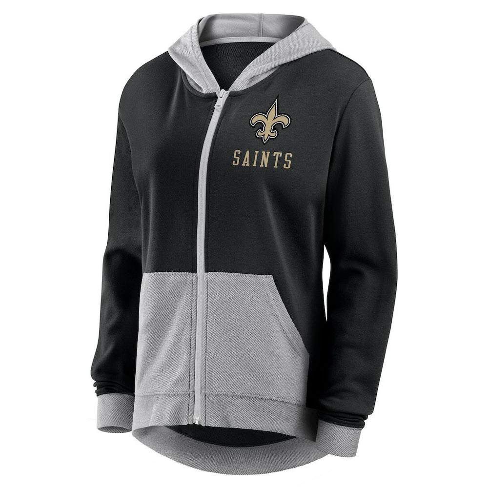 New Orleans Saints Logo Athletic Women's Hit It French Terry Full-Zip Hoodie Black