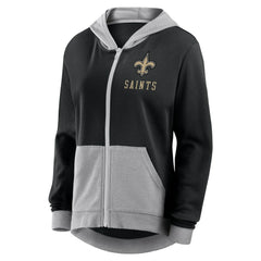 New Orleans Saints Logo Athletic Women's Hit It French Terry Full-Zip Hoodie Black