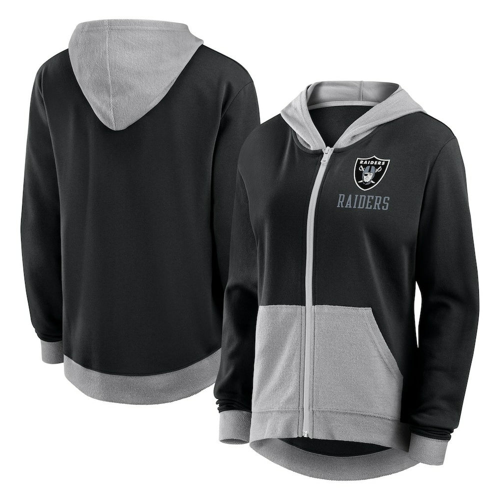 Las Vegas Raiders Logo Athletic Women's Hit It French Terry Full-Zip Hoodie Black