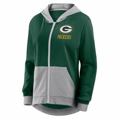Green Bay Packers Logo Athletic Women's Hit It French Terry Full-Zip Hoodie Green
