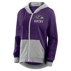 Baltimore Ravens Logo Athletic Women's Hit It French Terry Full-Zip Hoodie Purple