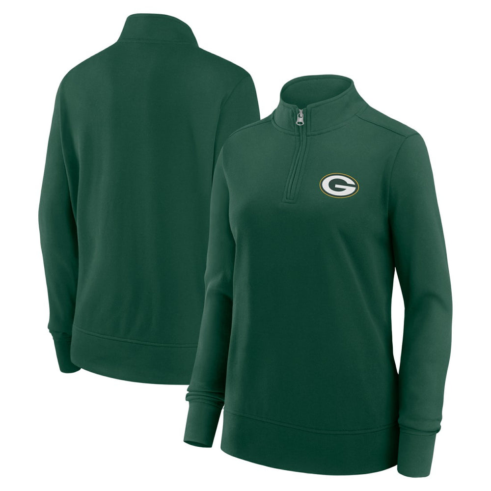 Green Bay Packers Logo Athletic Women's Velocity Quarter-Zip Jacket Green