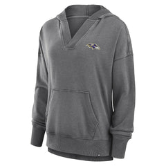 Fanatics Baltimore Ravens Women's Initiative Snow Wash French Terry V-Neck Pullover Hoodie Heather Charcoal