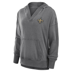 Fanatics New Orleans Saints Women's Initiative Snow Wash French Terry V-Neck Pullover Hoodie Heather Charcoal