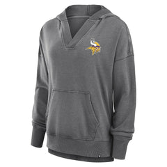 Fanatics Minnesota Vikings Women's Initiative Snow Wash French Terry V-Neck Pullover Hoodie Heather Charcoal