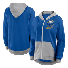 Buffalo Sabres Logo Athletic Women's Hit It French Terry Full-Zip Hoodie - Royal - NHL 201195276
