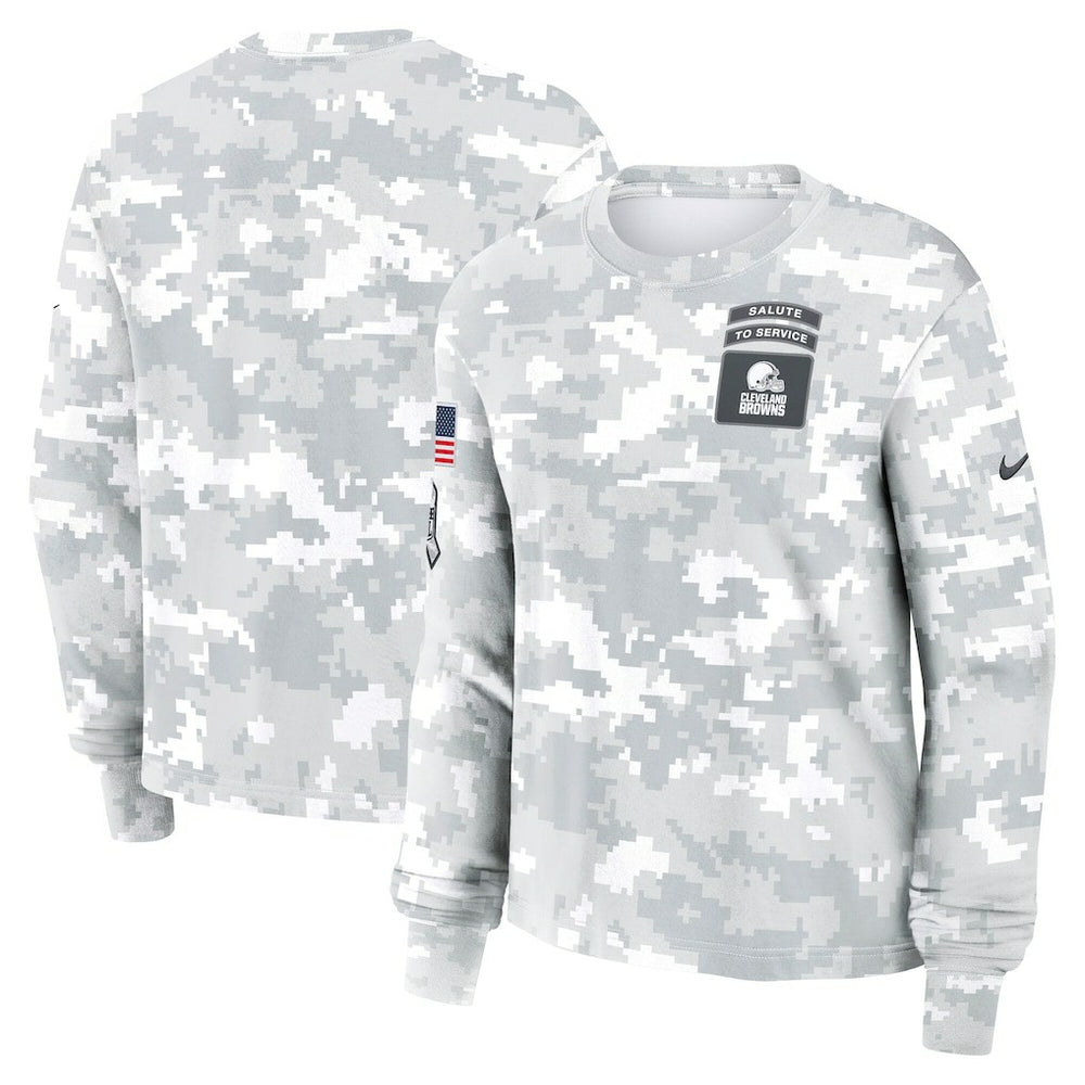 Nike Cleveland Browns Women's 2024 Salute To Service Dri-FIT Long Sleeve T-Shirt Arctic Camo