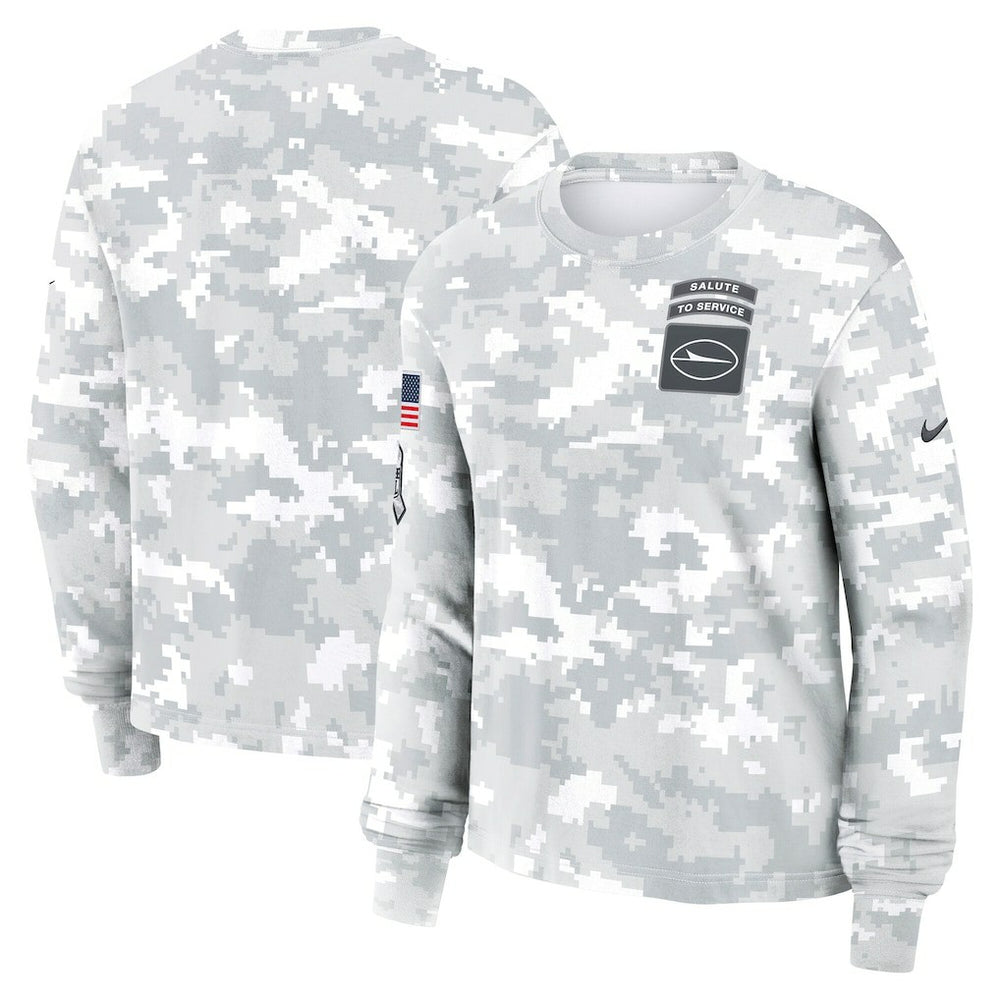 Nike New York Jets Women's 2024 Salute To Service Dri-FIT Long Sleeve T-Shirt Arctic Camo