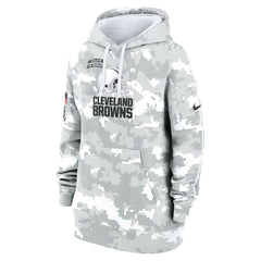 Nike Cleveland Browns Women's 2024 Salute To Service Club Fleece Oversized Pullover Hoodie Arctic Camo