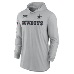 Nike Dallas Cowboys 2024 Salute to Service Lightweight Dri-FIT Long Sleeve Hoodie T-Shirt Gray