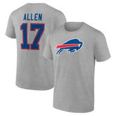 Josh Allen Buffalo Bills Icon Player Name & Number T-Shirt Gray