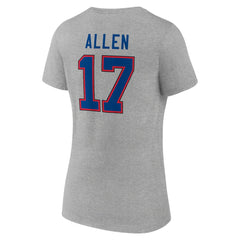 Josh Allen Buffalo Bills Women's Icon Player Name & Number V-Neck T-Shirt Gray