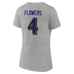 Zay Flowers Baltimore Ravens Women's Icon Player Name & Number V-Neck T-Shirt Gray