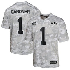 Nike Sauce Gardner New York Jets Youth 2024 Salute to Service Game Jersey Arctic Camo