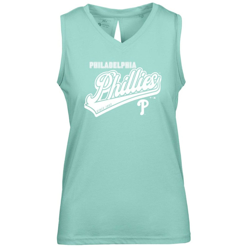 Philadelphia Phillies Levelwear Women's Paisley Sweep V-Neck Tank Top - Mint - MLB Sale