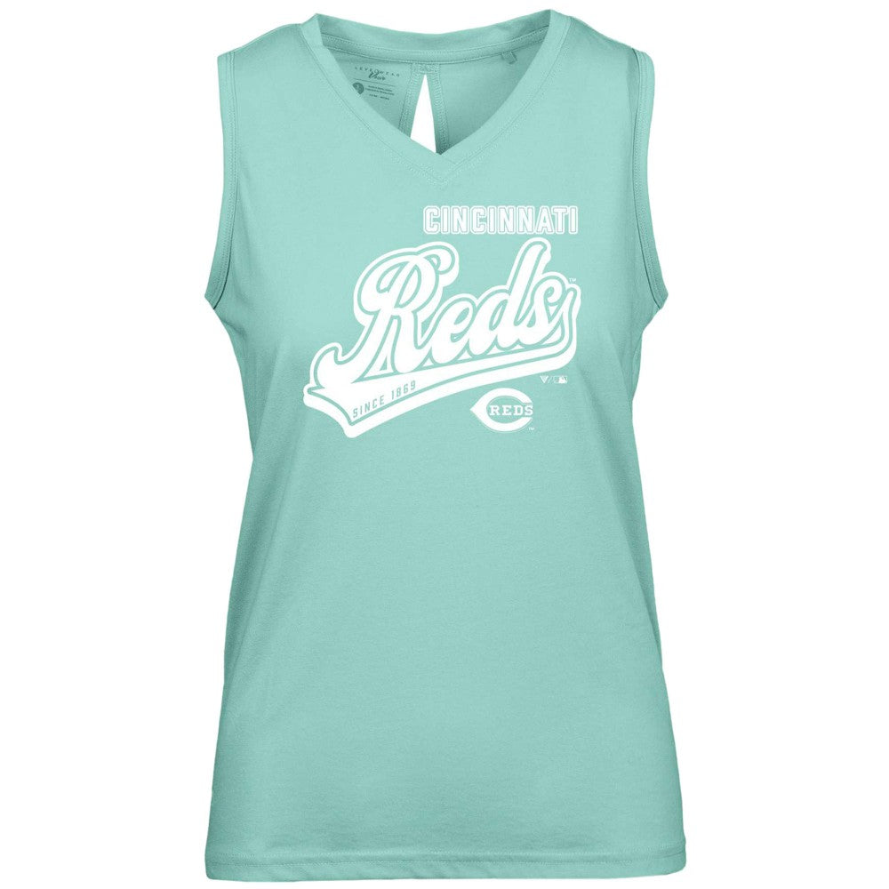 Cincinnati Reds Levelwear Women's Paisley Sweep V-Neck Tank Top - Mint - MLB Lifestyle