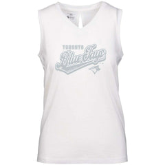 Toronto Blue Jays Levelwear Women's Paisley Sweep V-Neck Tank Top - White - MLB Sale