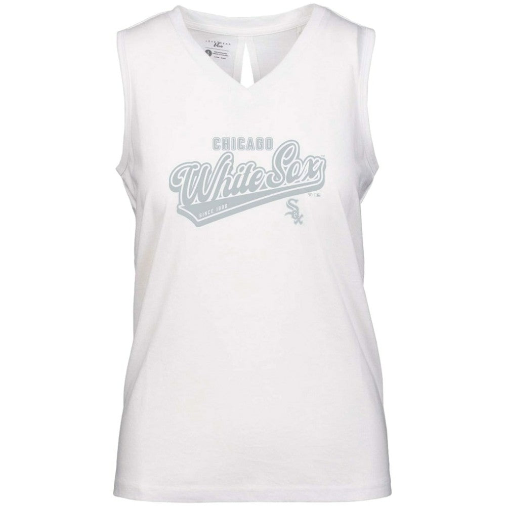 Chicago White Sox Levelwear Women's Paisley Sweep V-Neck Tank Top - White - MLB Discount