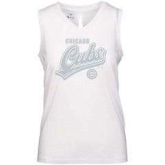 Chicago Cubs Levelwear Women's Paisley Sweep V-Neck Tank Top - White - MLB Lifestyle