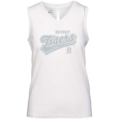Detroit Tigers Levelwear Women's Paisley Sweep V-Neck Tank Top - White - MLB Sale