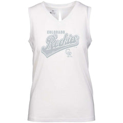 Colorado Rockies Levelwear Women's Paisley Sweep V-Neck Tank Top - White - MLB Discount