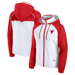 Chicago Bulls Women's Anorak Raglan Full-Zip Hoodie Jacket White/Red | Fanatics US