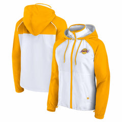 Los Angeles Lakers Women's Anorak Raglan Full-Zip Hoodie Jacket White/Gold | Fanatics