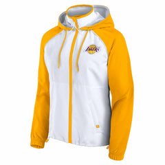 Los Angeles Lakers Women's Anorak Raglan Full-Zip Hoodie Jacket White/Gold | Fanatics