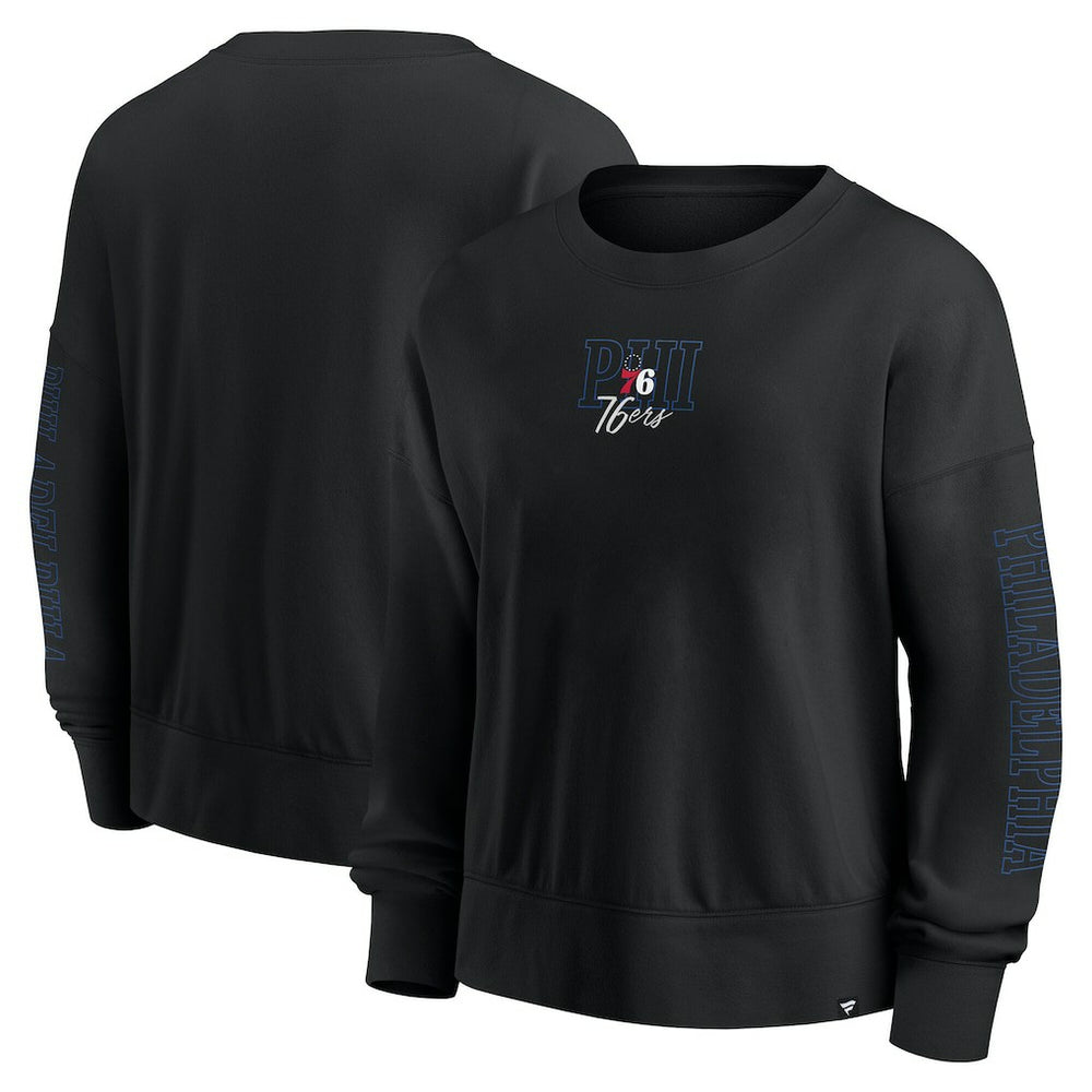 Philadelphia 76ers Women's Oversized Game Day Pullover Sweatshirt Black | Fanatics