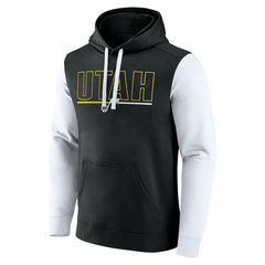 Utah Jazz Logo Athletic Outline Colorblock Pullover Hoodie Black