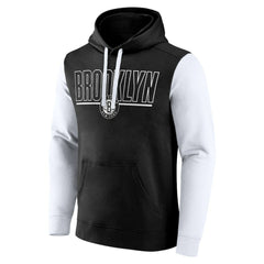 Brooklyn Nets Logo Athletic Outline Colorblock Pullover Hoodie Black