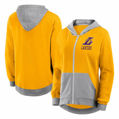Los Angeles Lakers Logo Athletic Women's Hit It French Terry Full-Zip Hoodie Gold