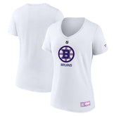 Boston Bruins Fanatics Women's 2024 Hockey Fights Cancer V-Neck T-Shirt - White - NHL 201204272