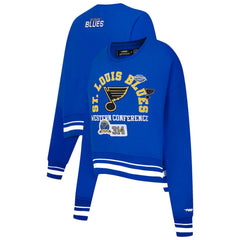 St. Louis Blues Pro Standard Women's Area Code Cropped Pullover Sweatshirt - Blue - NHL 201205070