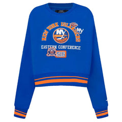 New York Islanders Pro Standard Women's Area Code Cropped Pullover Sweatshirt - Royal - NHL 201205081