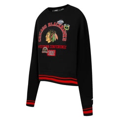 Chicago Blackhawks Pro Standard Women's Area Code Cropped Pullover Sweatshirt - Black - NHL 201205086