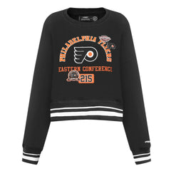 Philadelphia Flyers Pro Standard Women's Area Code Cropped Pullover Sweatshirt - Black - NHL 201205089