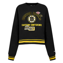 Boston Bruins Pro Standard Women's Area Code Cropped Pullover Sweatshirt - Black - NHL 201205092