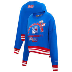 New York Rangers Pro Standard Women's Area Code Cropped Pullover Sweatshirt - Blue - NHL 201205094