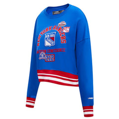 New York Rangers Pro Standard Women's Area Code Cropped Pullover Sweatshirt - Blue - NHL 201205094