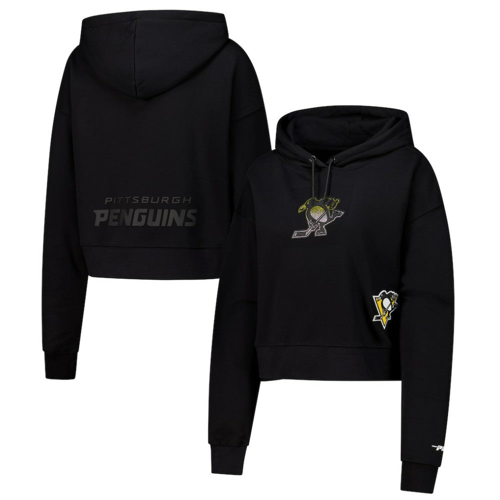 Pittsburgh Penguins Pro Standard Women's Jewels Cropped Pullover Hoodie - Black - NHL 201205116